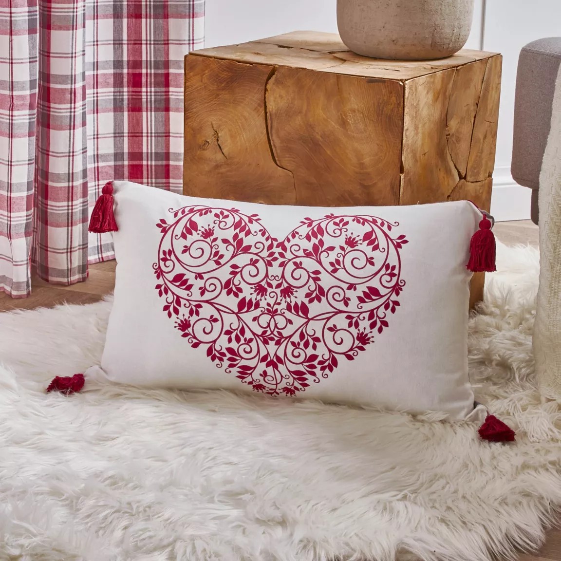 Coussin rectangulaire coton (30 x 50 cm) Megeve Rouge