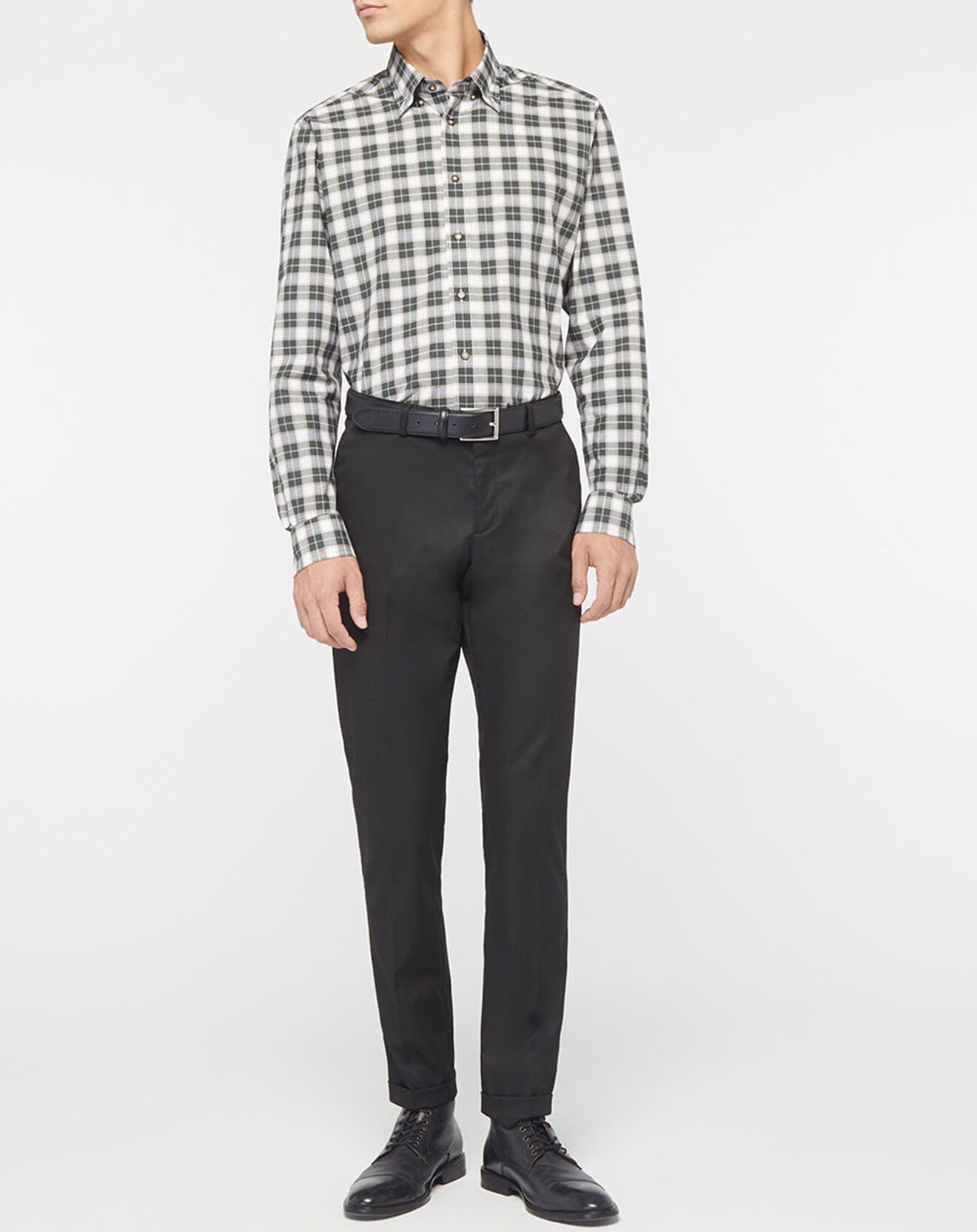 Hackett London Chemise Classic Fit à carreaux blanc/vert