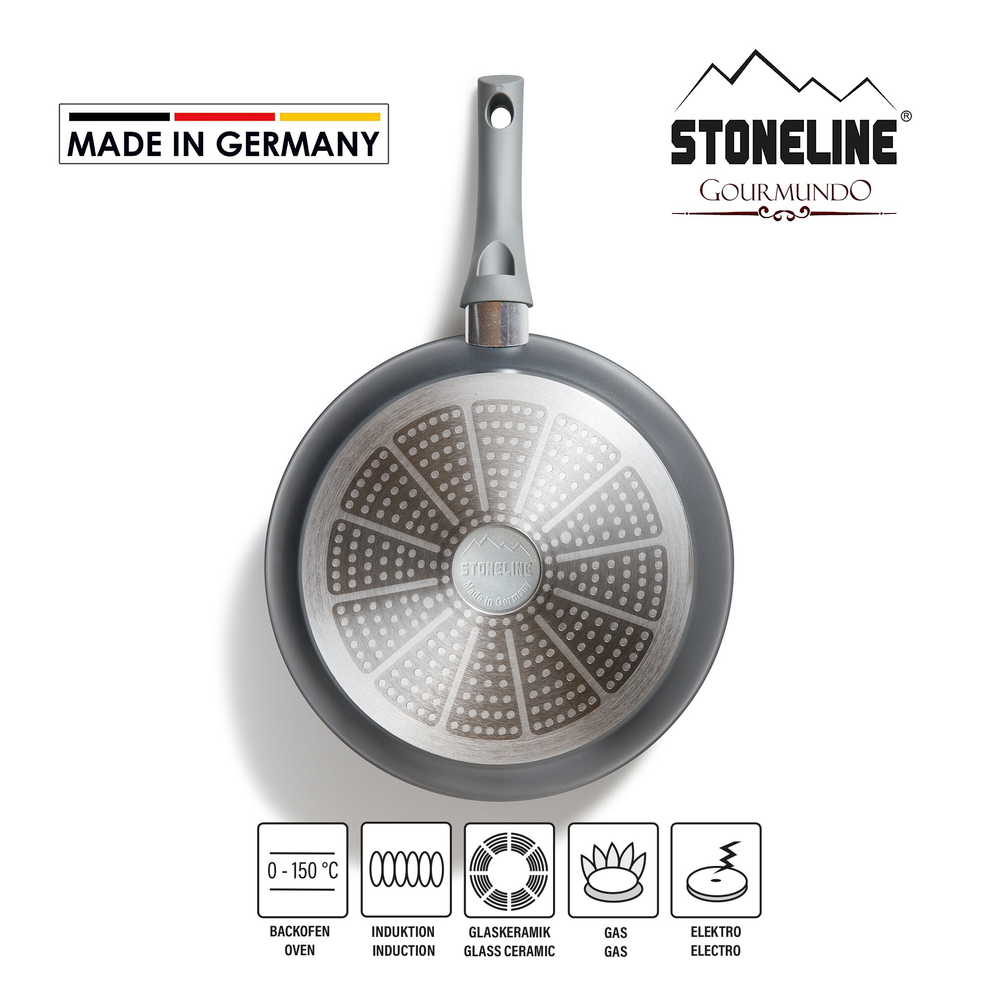 STONELINE® Gourmundo Bratpfanne 28 cm, Made in Germany, Induktion, antihaftbeschichtete Pfanne