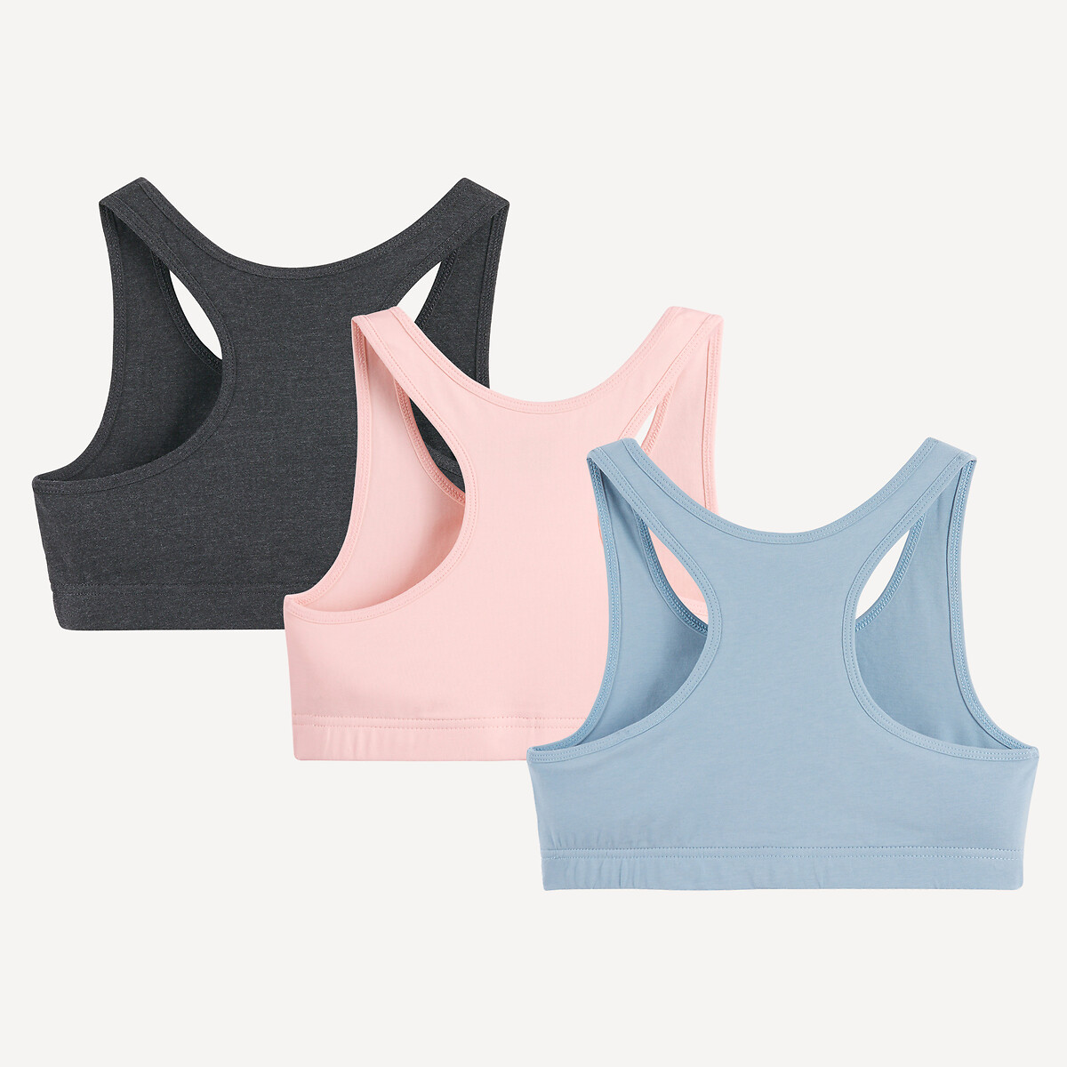 COLEÇÃO LA REDOUTE<br>Conjunto de 3 bustiês lisos de algodão