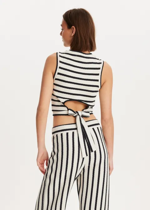 Top met strikdetail zwart (ZWART)