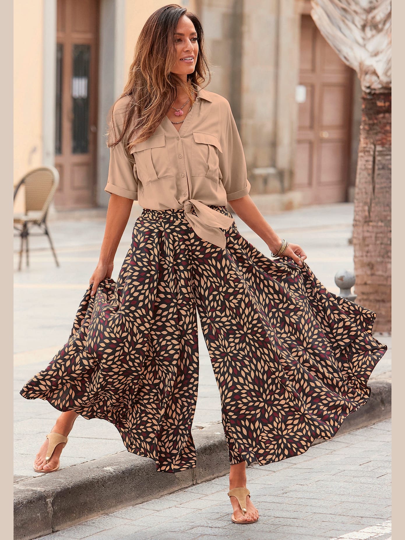 Jupe-culotte jambes extra-larges, style jupe