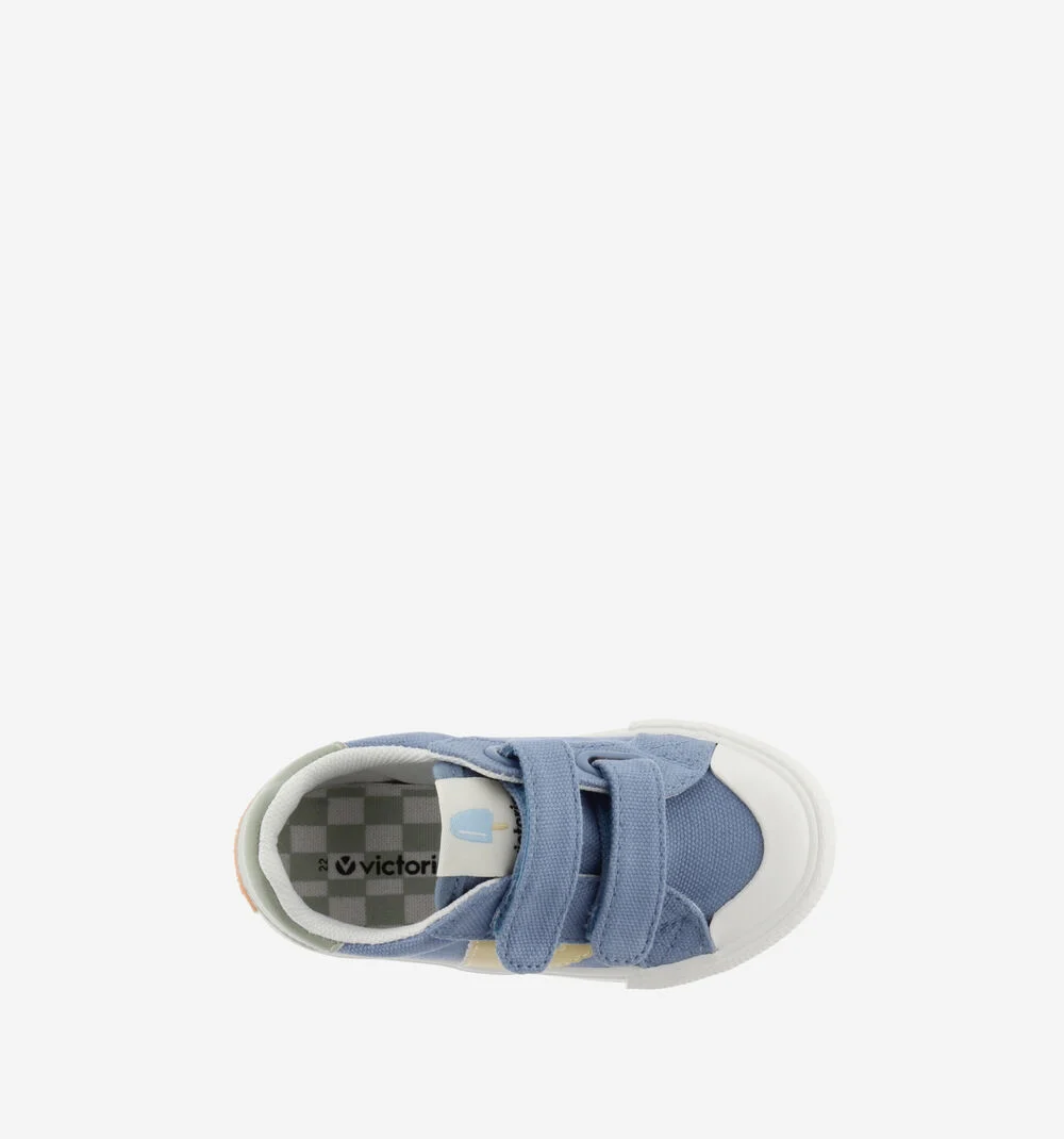 TRIBU TOILE CUIR Baskets sport en toile couleur pour enfant JEANS
