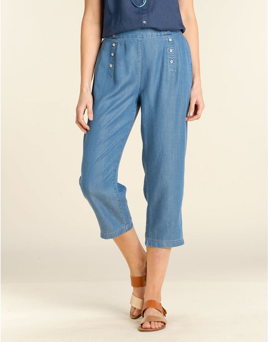 Pantacourt lyocell bleu