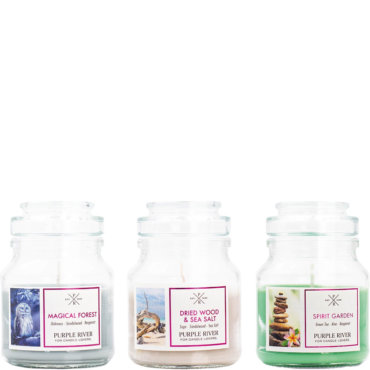 Set de bougies parfumées - Forêt magique, Bois séché & Spirit Garden - 3 x 113 g