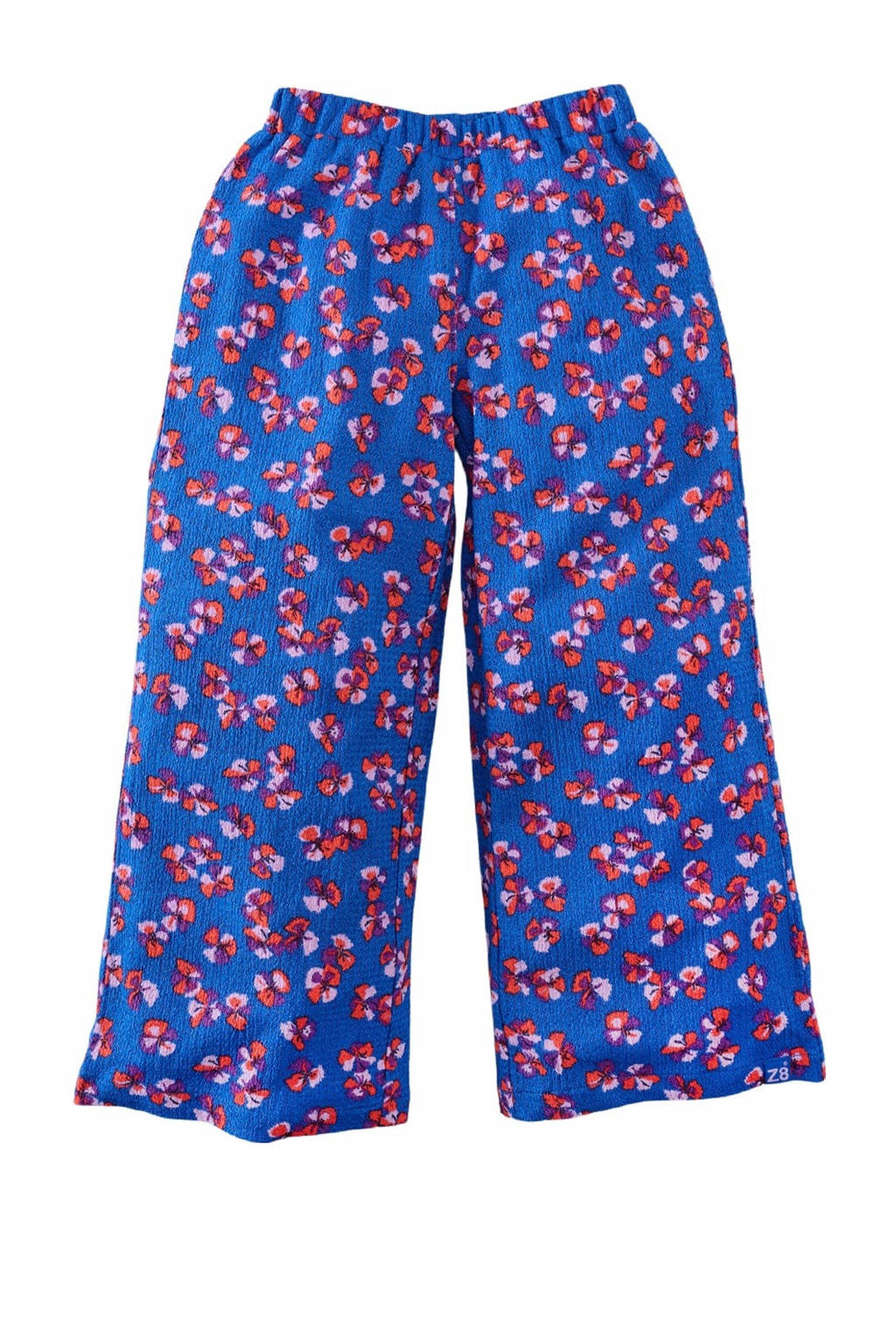 Z8 wide leg broek Mahina met all over print blauw/roze
