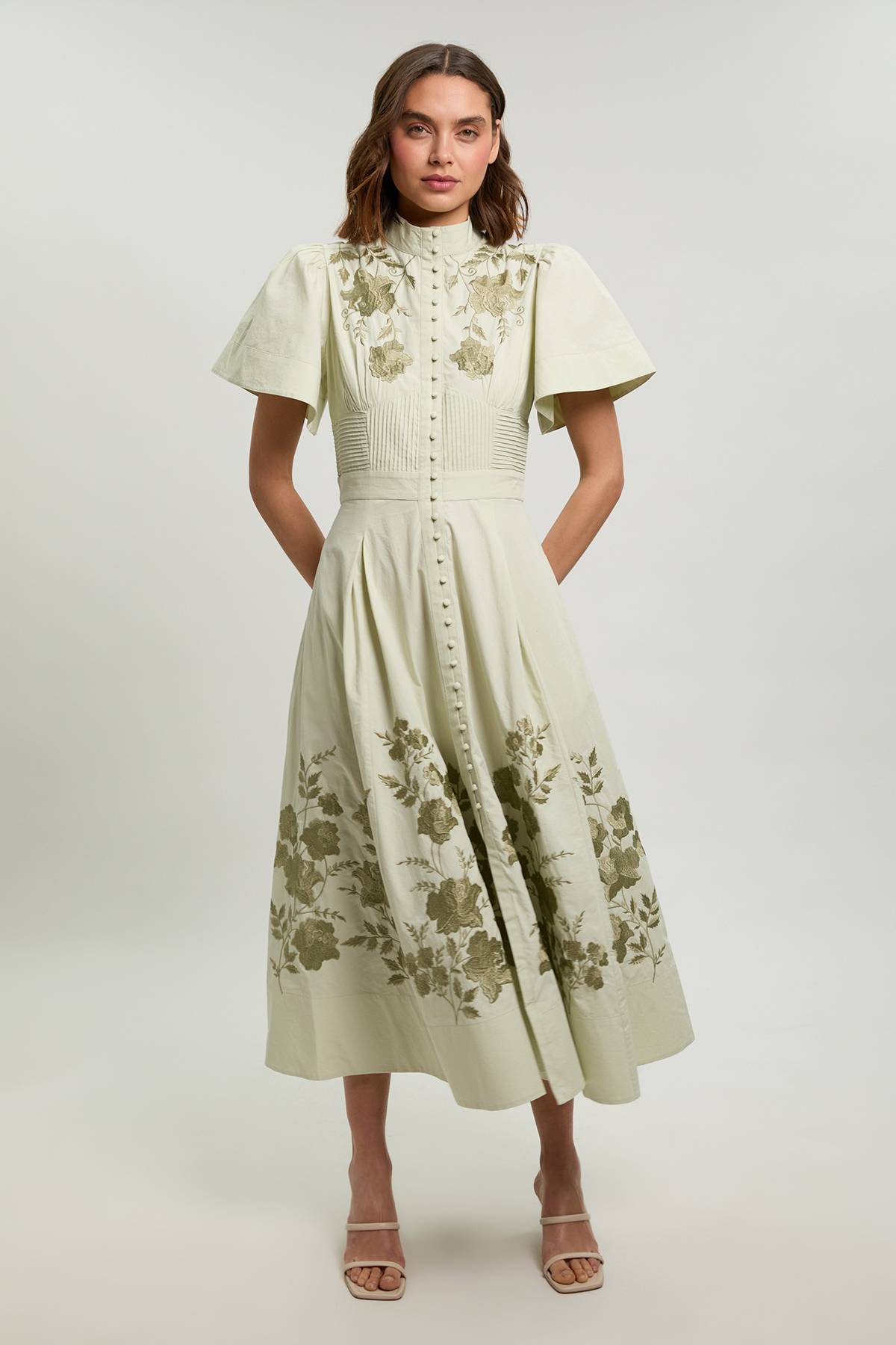 KarenMillen Robe Chemise À Taille Froncée Et Détails Brodés
