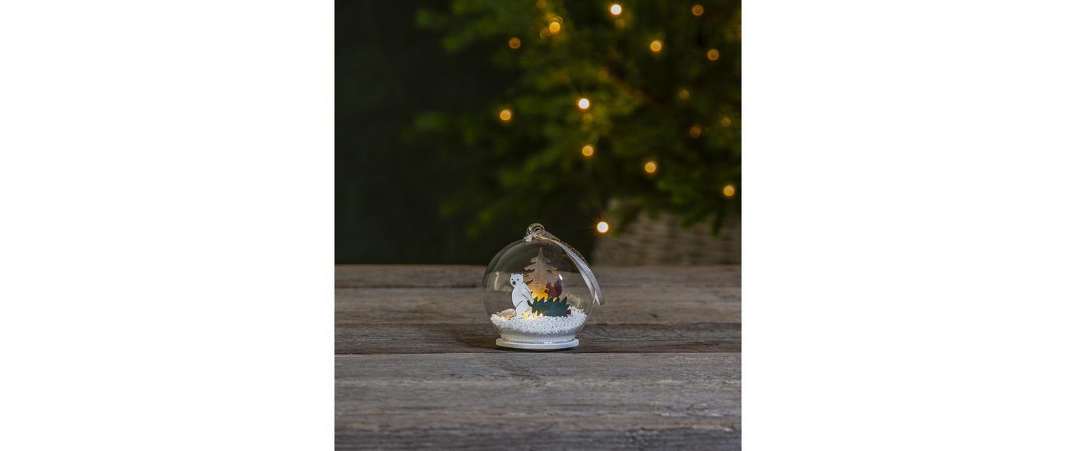 Tischdeko Kugel Forest Friends, 9 cm, MehrfarbigWeihnachtskugel mit Beleuchtung