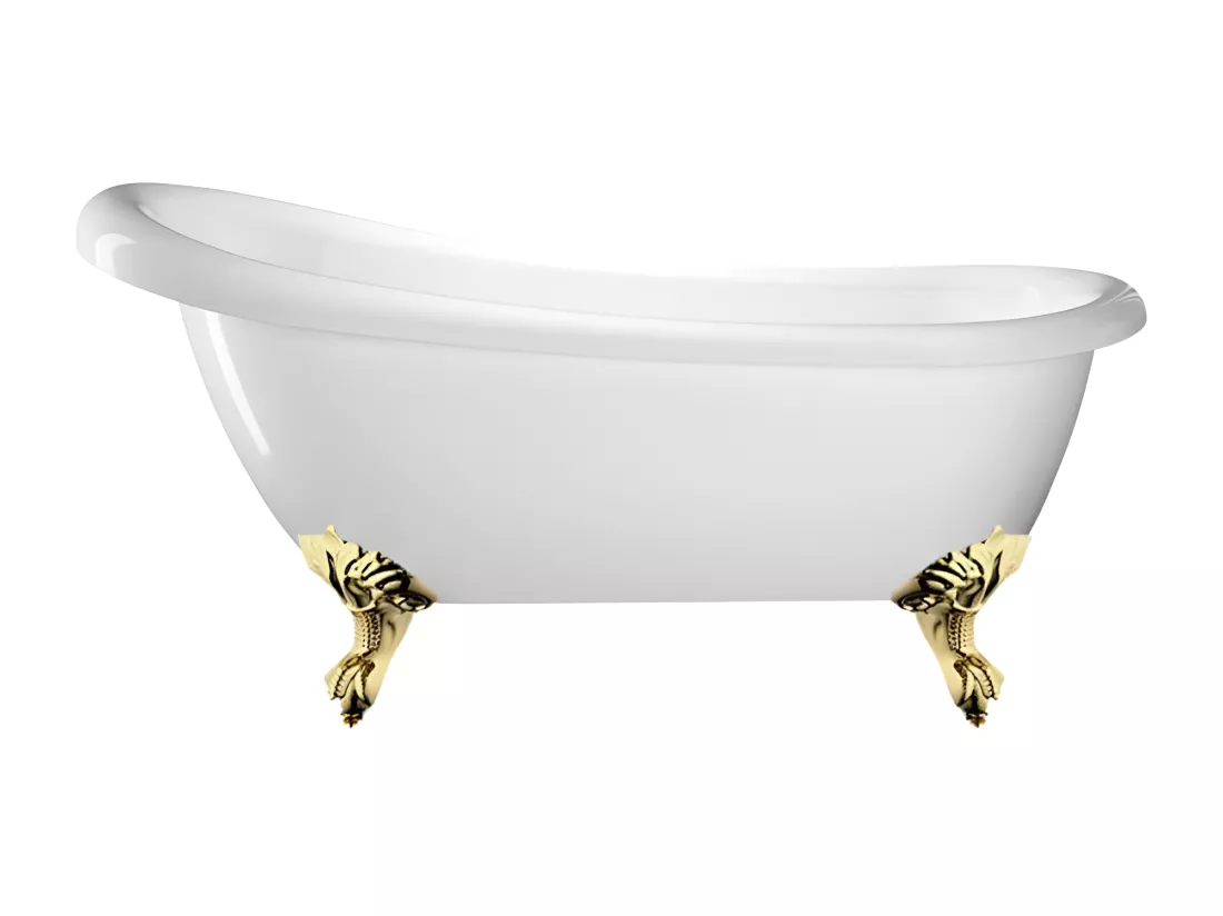 Baignoire ancienne rétro sur pieds RICHMOND Blanche 155 cm Pieds d'Aigle Dorés
