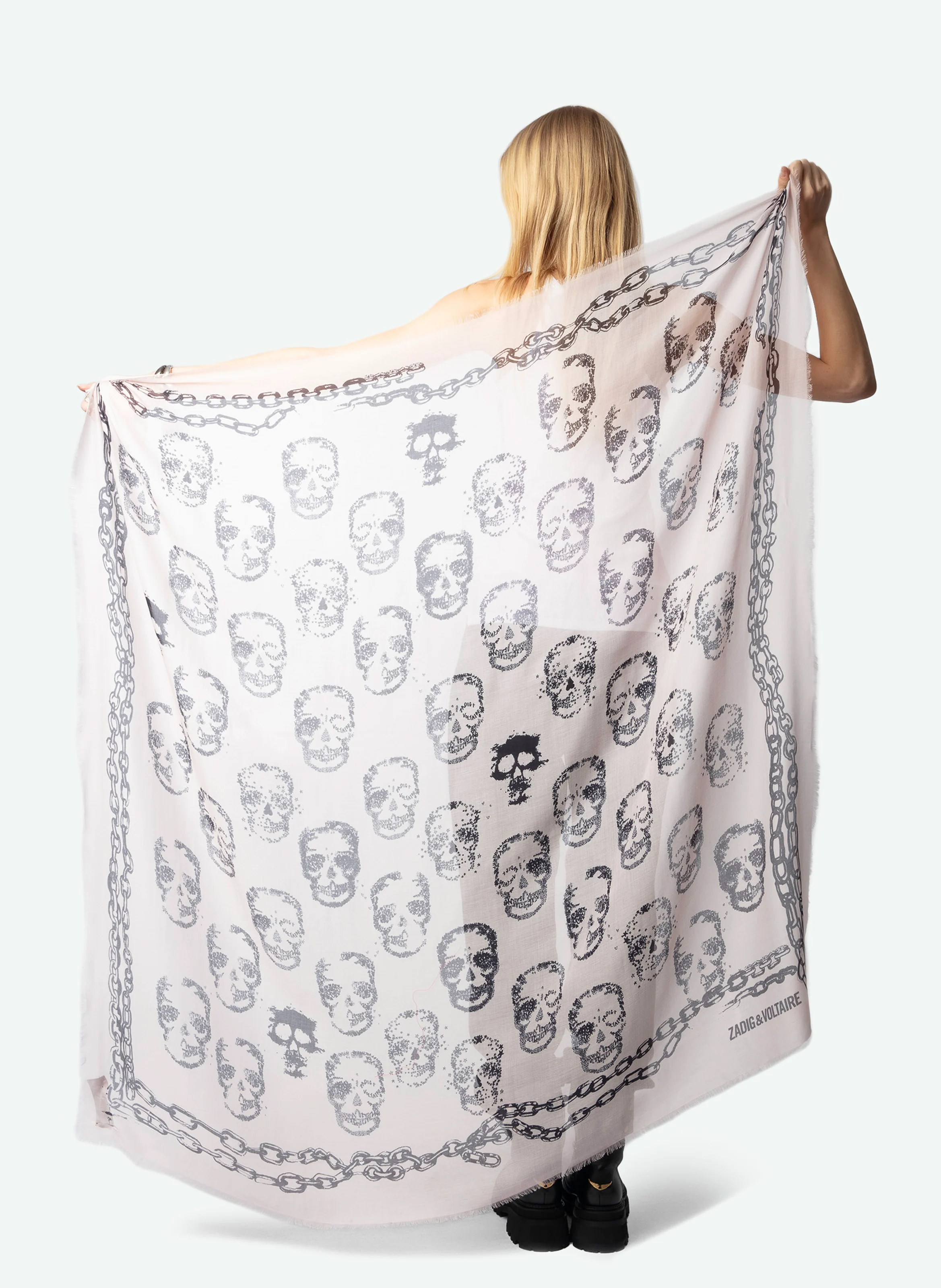 KERRY - Foulard carré à motifs squelettes | Beige