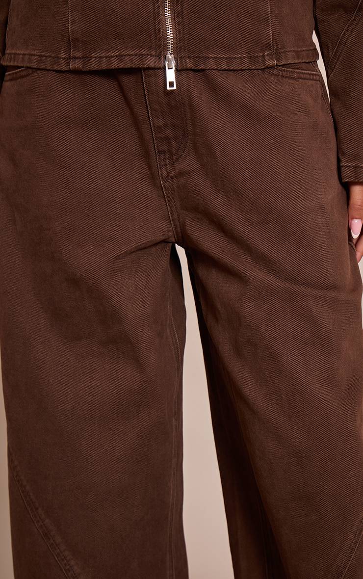 Chocolat Jean Barrel Taille Mi-haute À Détails De Coutures Vintage Tall