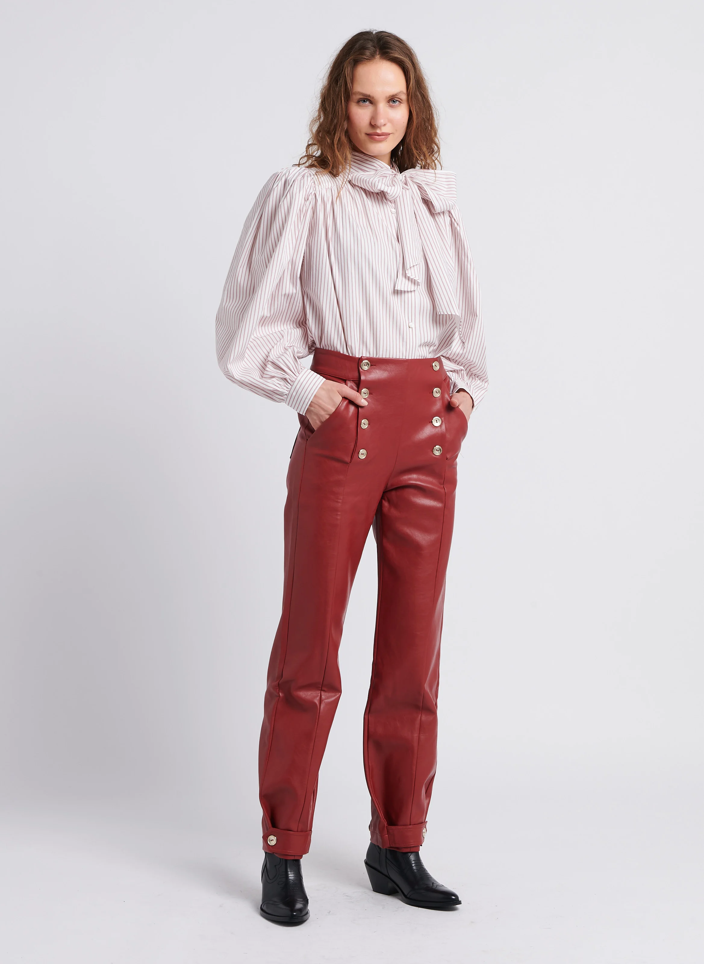POPPY S - Pantalon large | Rouge