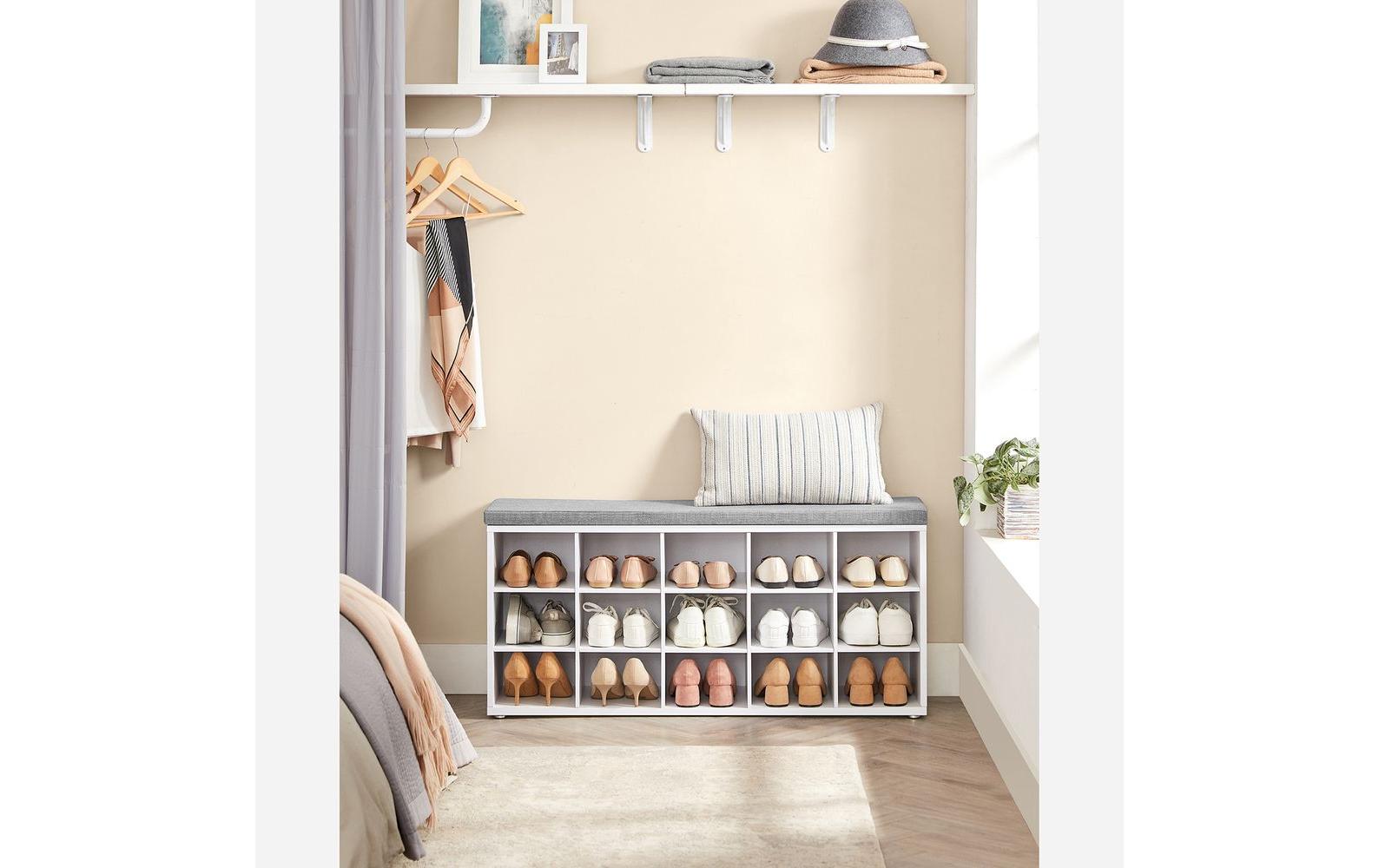 Schuhschrank mit Polster 105 x 48 cm, WeissSchuhbank