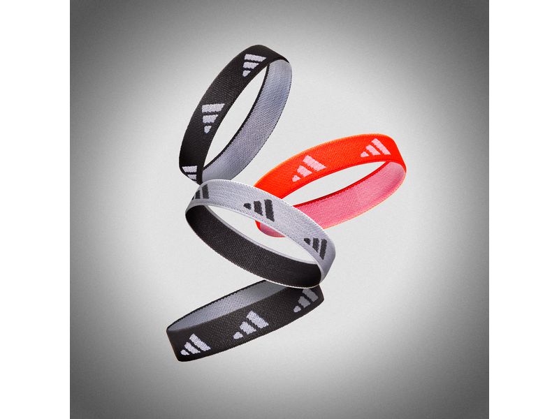adidas Hair Ties Schwarz, Weiss, Solar Rot Packung mit 4 Bändern