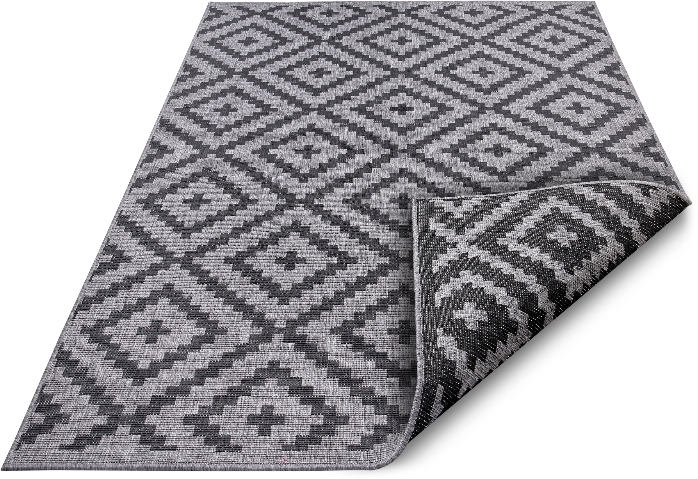 my home Teppich »Ronda  Wendeteppich« rechteckig 5 mm Höhe Sisal-Optik, Flachgewebe, In-  und Outdoor, geometrisches Boho Design