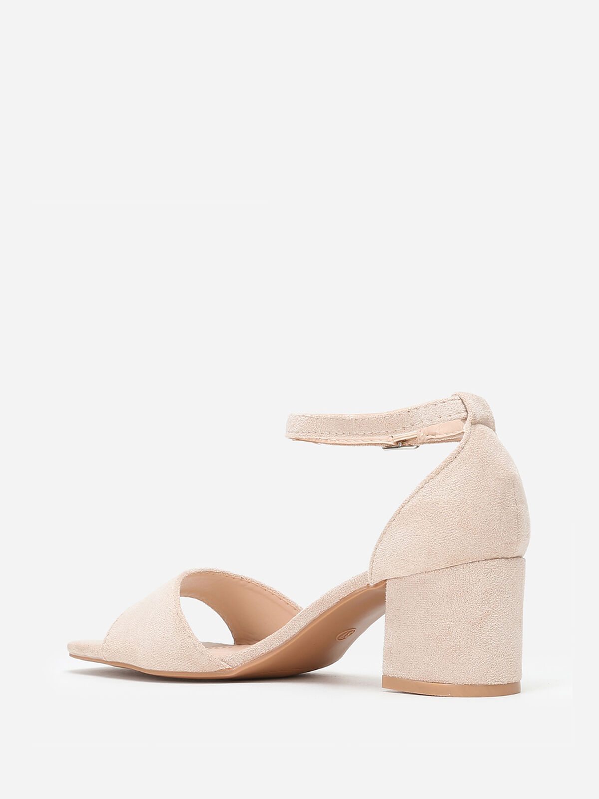 Sandales carrées en suédine- Beige