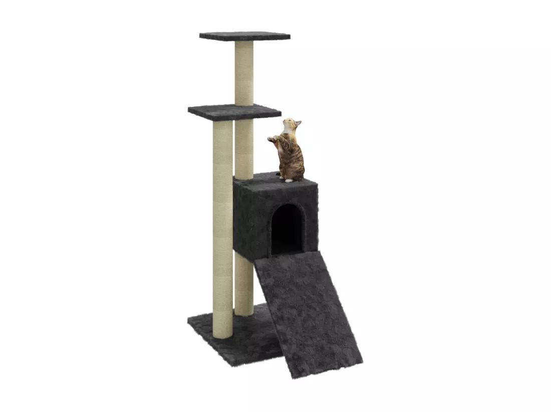 Arbre à chat avec griffoirs en sisal Gris foncé 92 cm