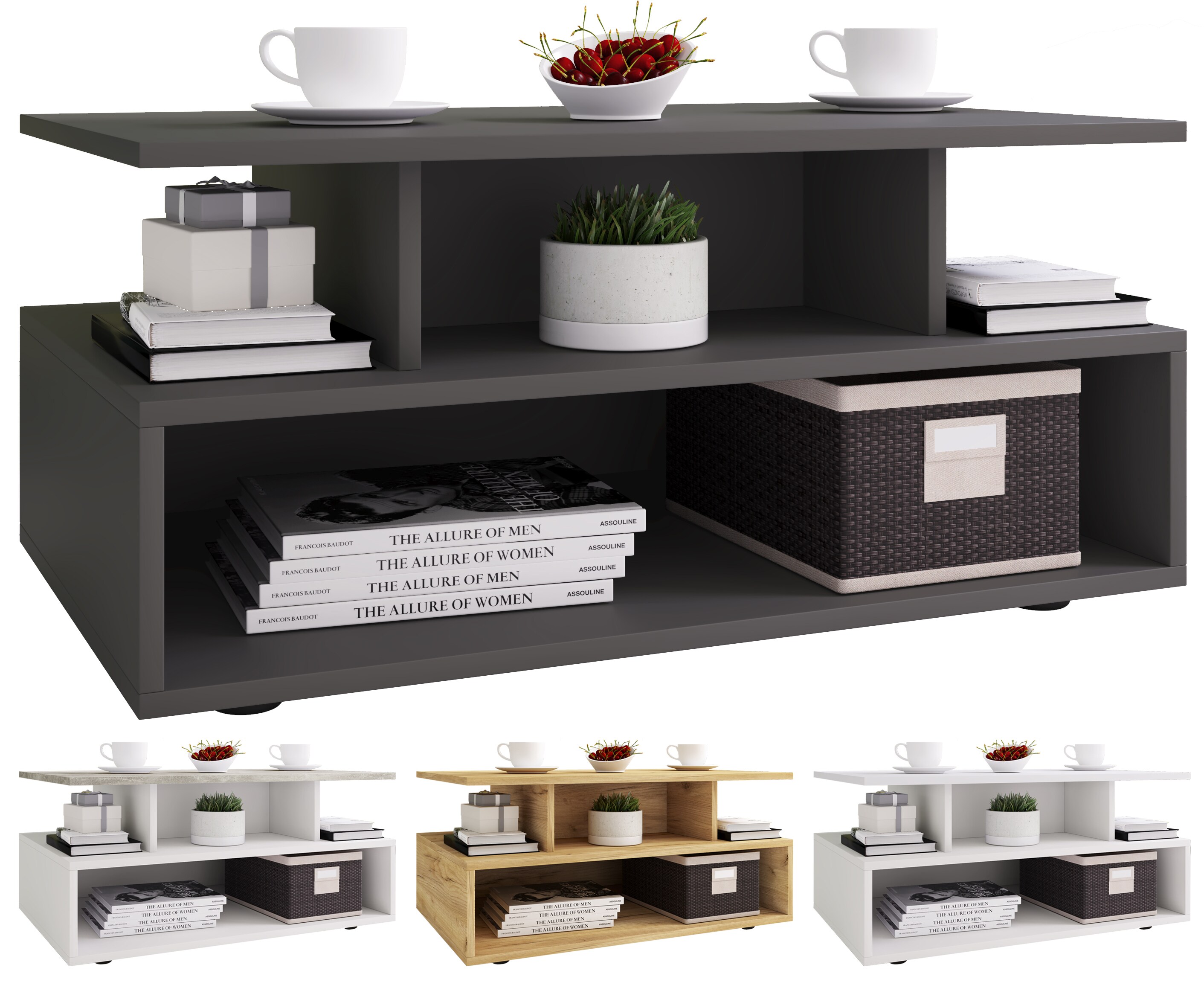 VCM Holz Hoher Sofatisch hoch Couchtisch Wohnzimmertisch Beistelltisch Ablage Esila