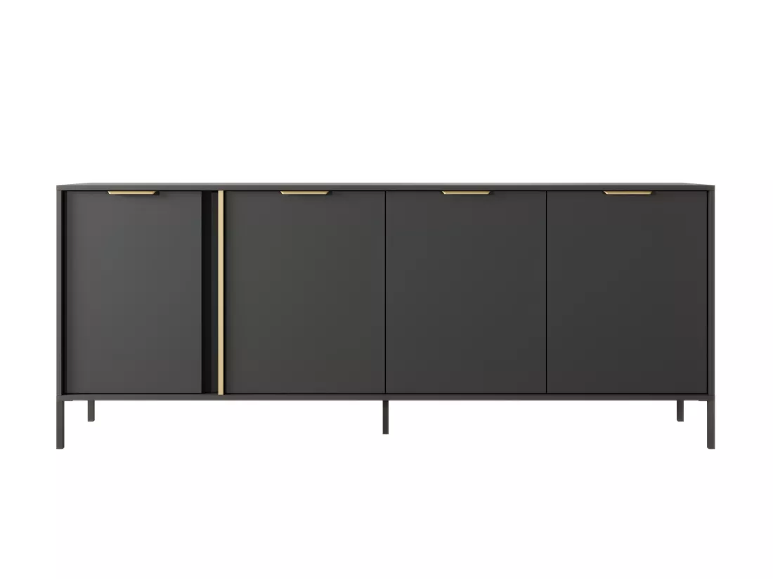 Buffet avec 4 portes - Anthracite et doré - PAVELI