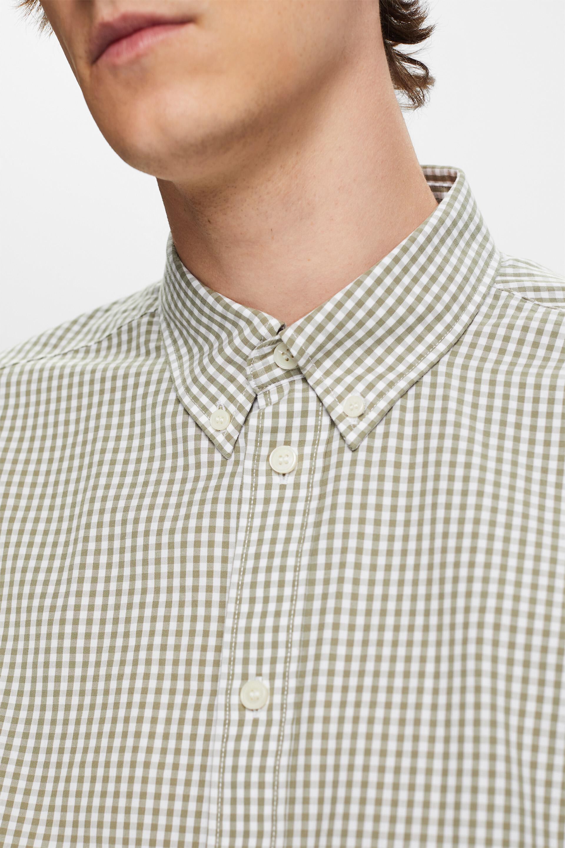 Chemise à col boutonné animée de carreaux vichy, 100 % coton