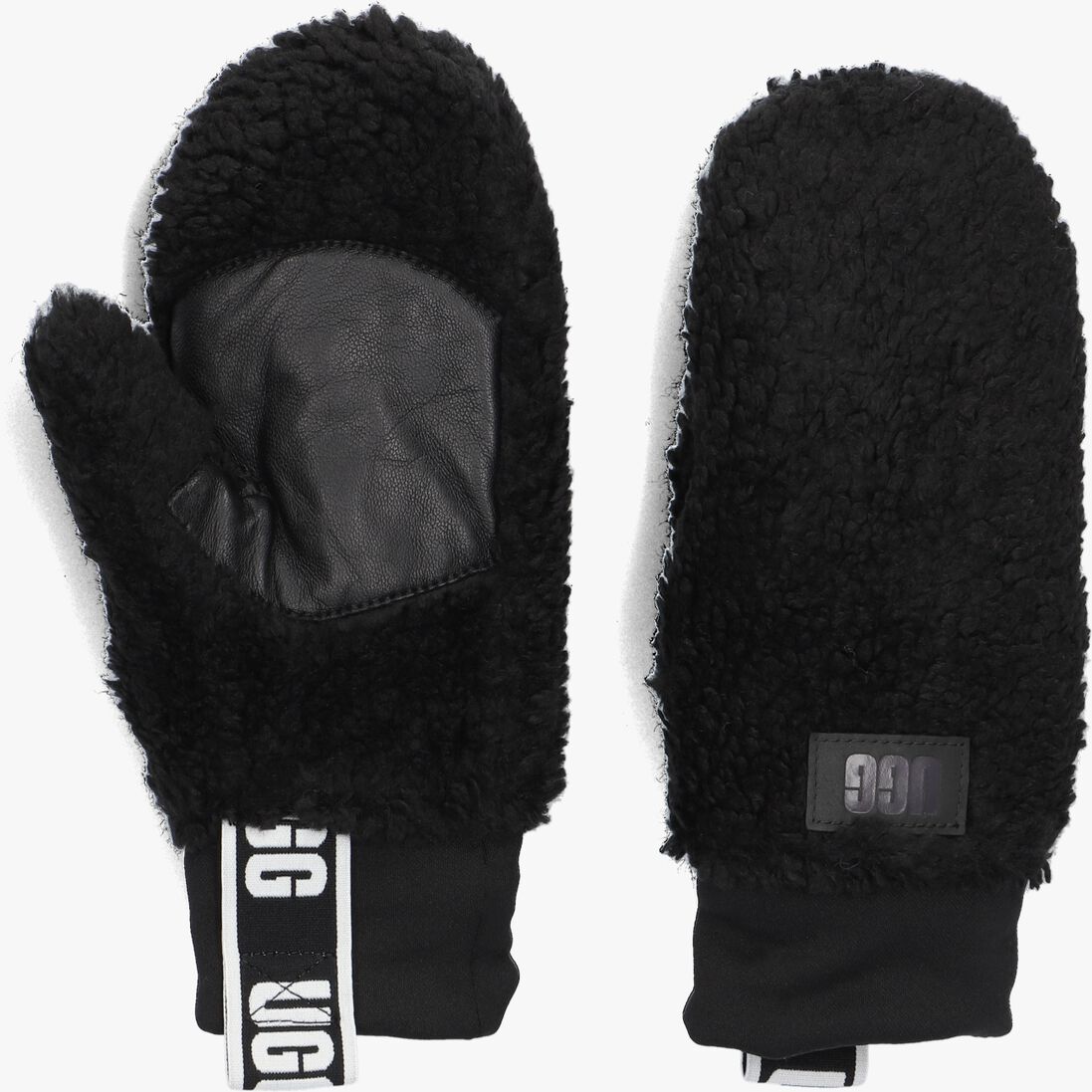 zwarte ugg handschoenen sherpa mitten w logo tape