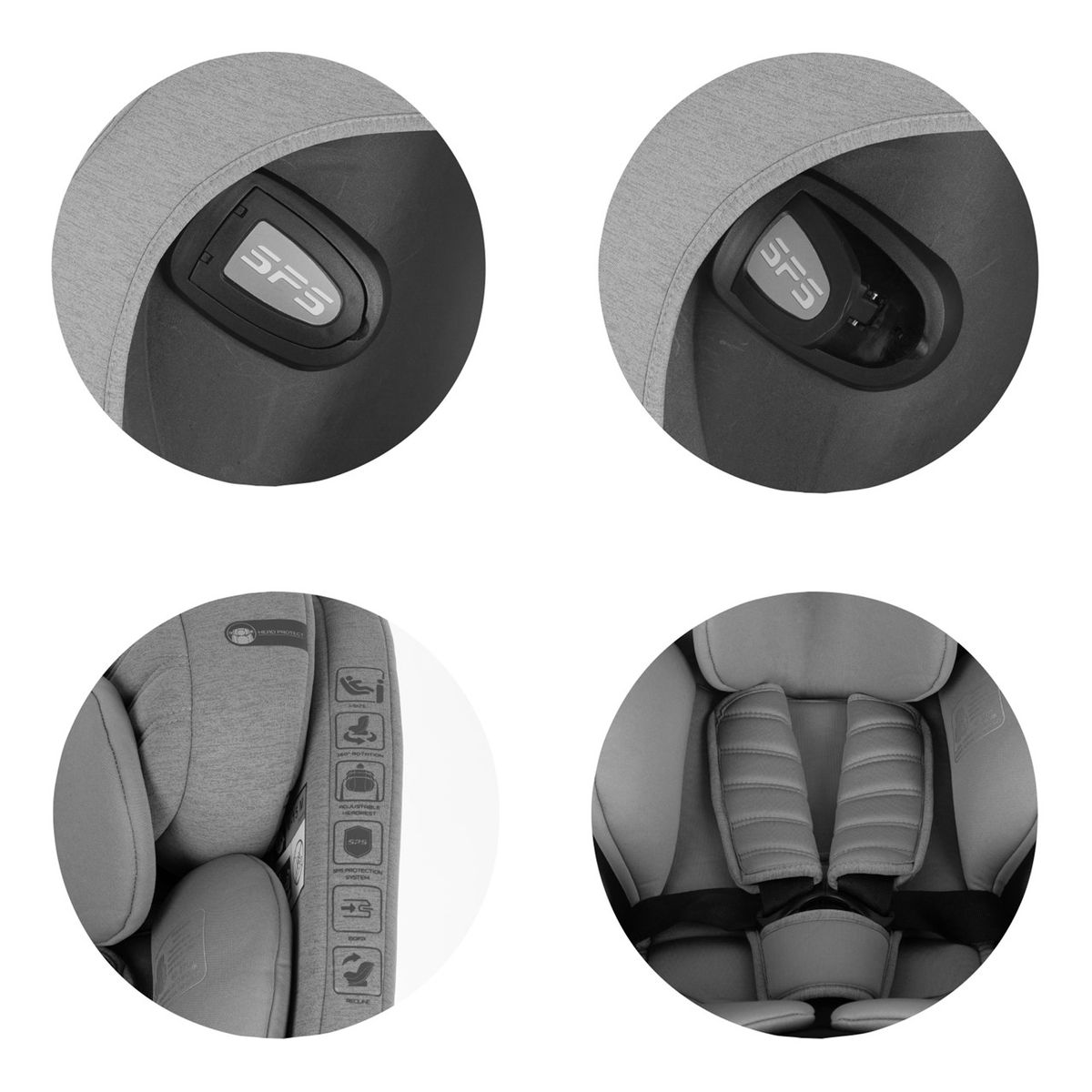 Chipolino Kindersitz Tourino i-Size (40-150cm) Isofix, höhenverstellbar, drehbar dunkelgrau