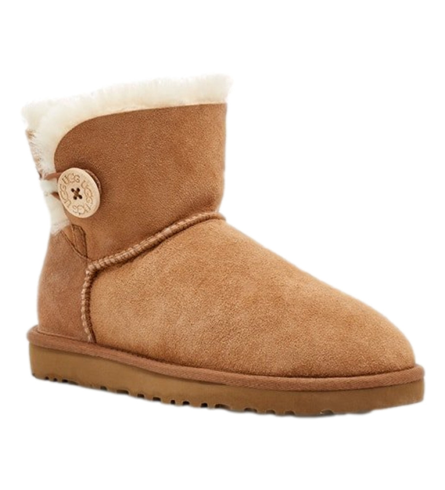 Botas UGG Mini Bailey Button II em couro cor camelo