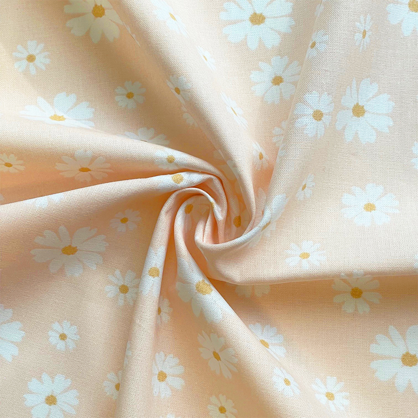 Tissu Coton Au Mètre Ex2504 Paquerettes Rose Poudré