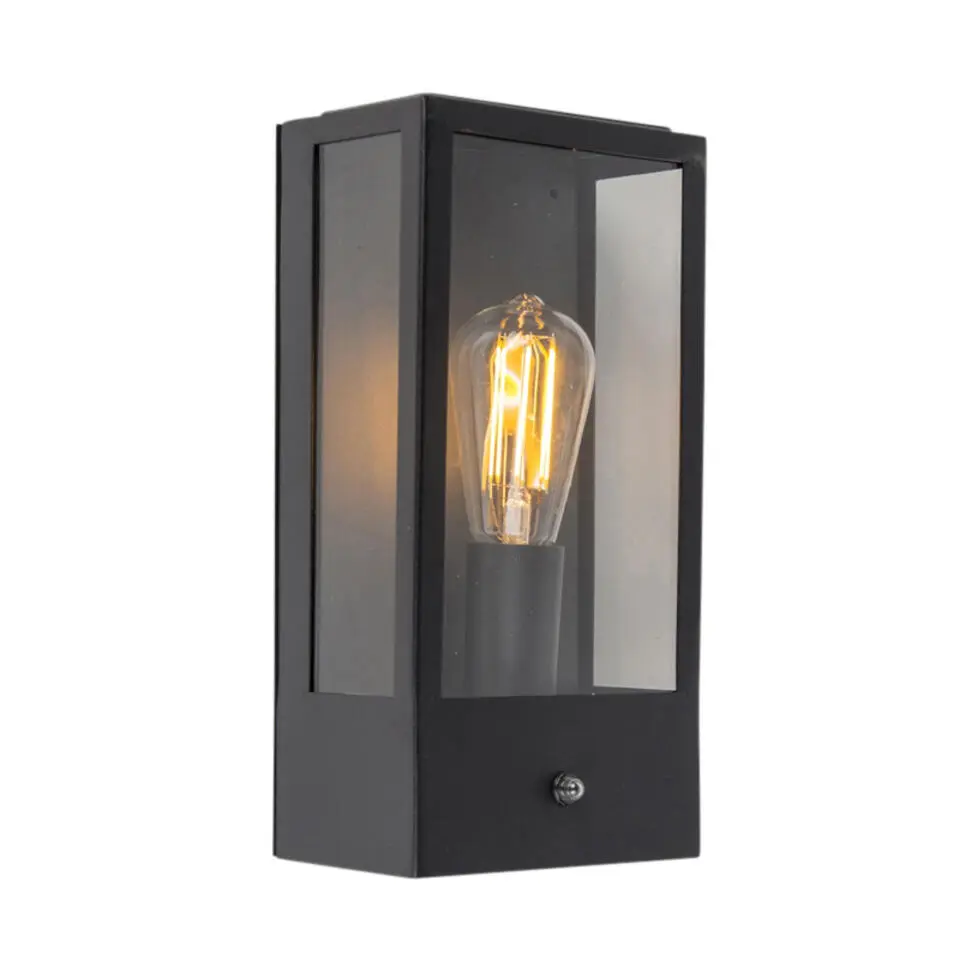 Qazqa buitenlampen met sensor rotterdam zwart e27