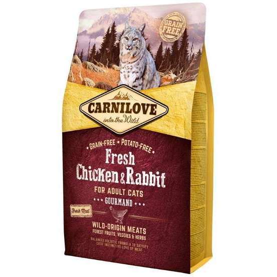Croquettes chat adulte sans céréales au poulet et au lapin - 2kg