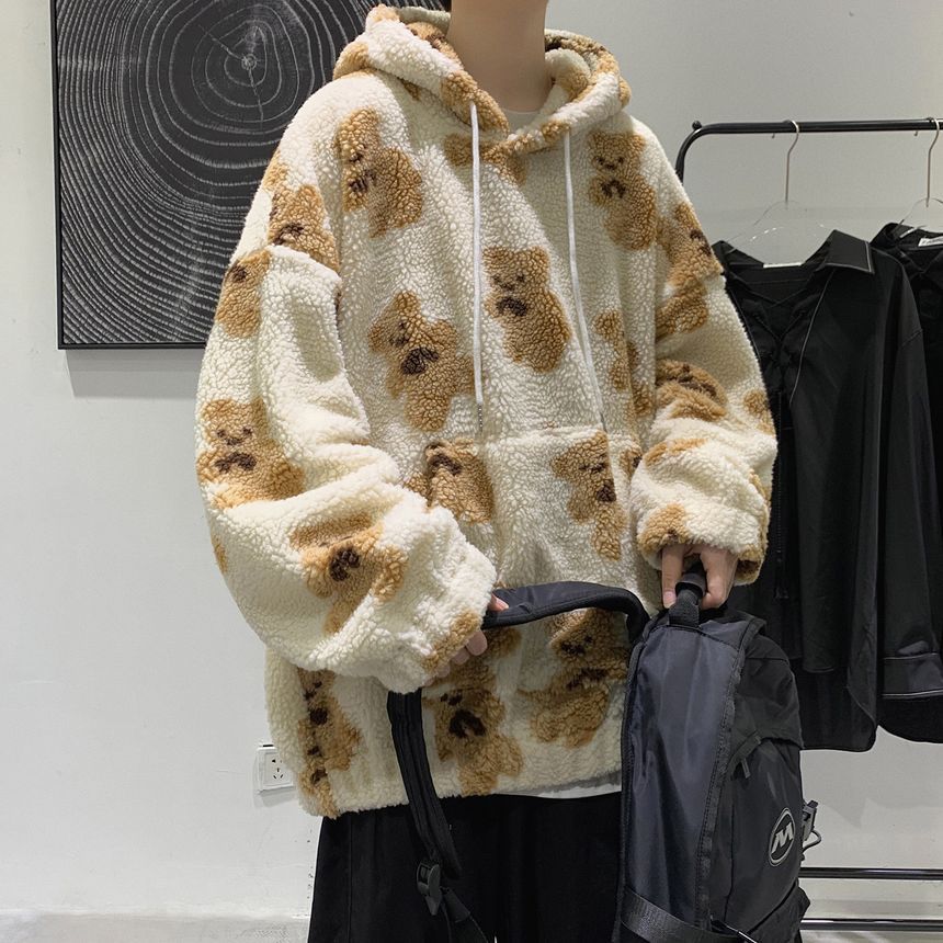 Wescosso - Fluffy hoodie met berenprint