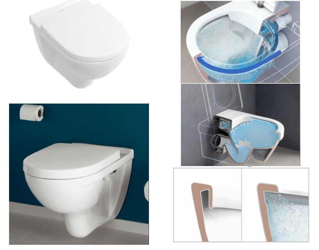 Geberit UP100 toiletset met Villeroy en Boch O.novo Direct Flush wandcloset en softclose zitting