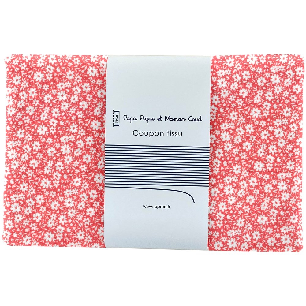 Coupon Tissu 1 M Petites Fleurs Rougeex1087