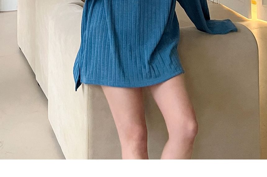 SeoulPop - Unisex geribbelde losse top met lange mouwen