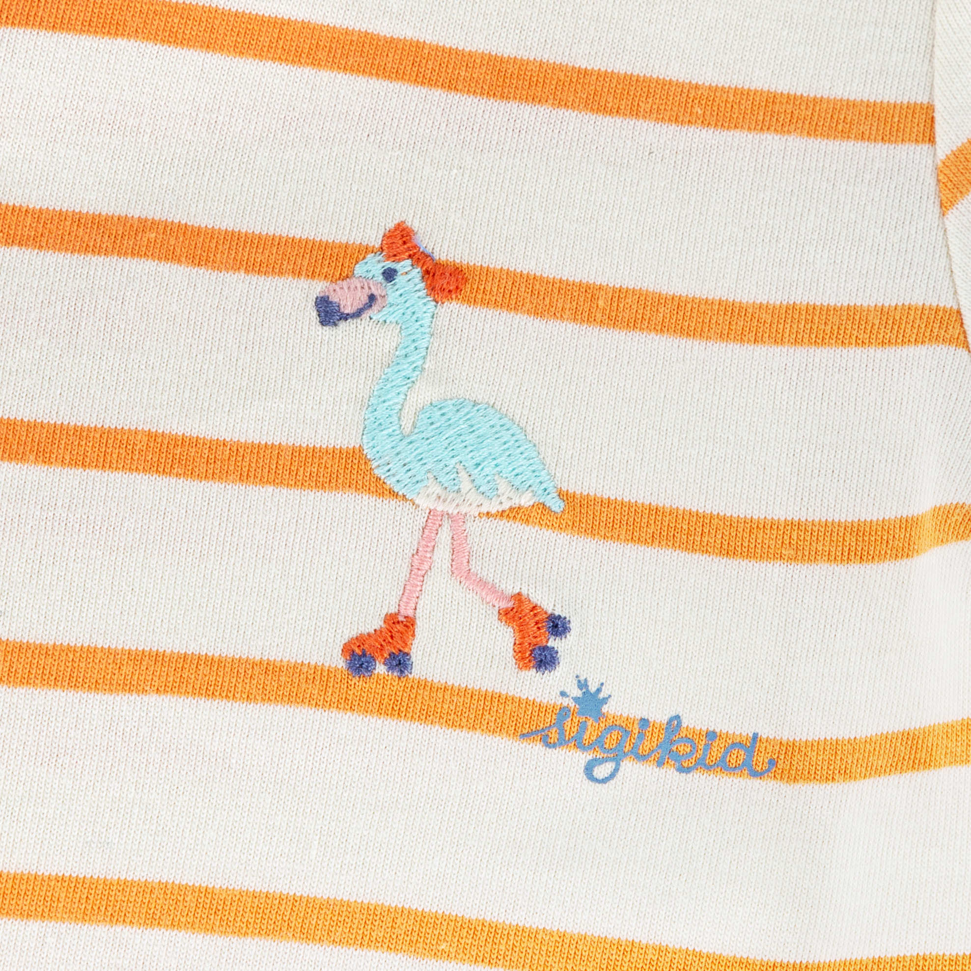 Kurzarmkleid M - SKATING FLAMINGO gestreift in orange