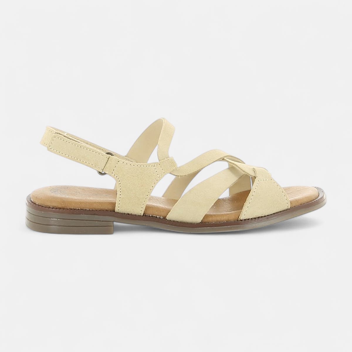 Nu-pieds Femme en cuir beige