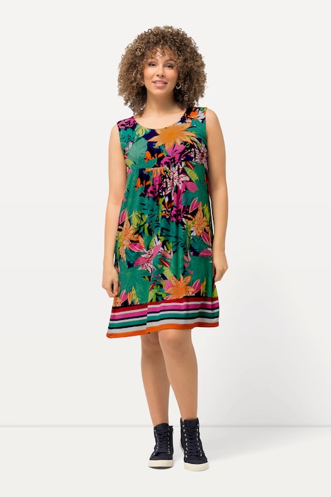Jerseykleid, Dschungelmuster, Rundhals, ärmellos
