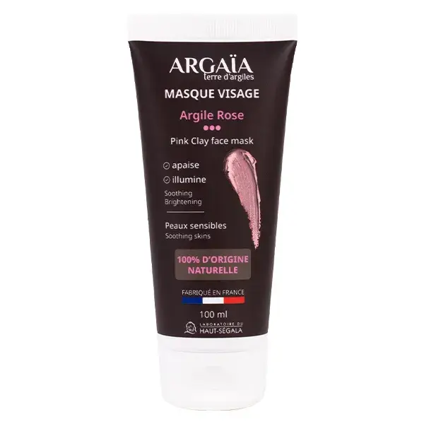 Máscara facial de argila rosa Argaïa 100ml