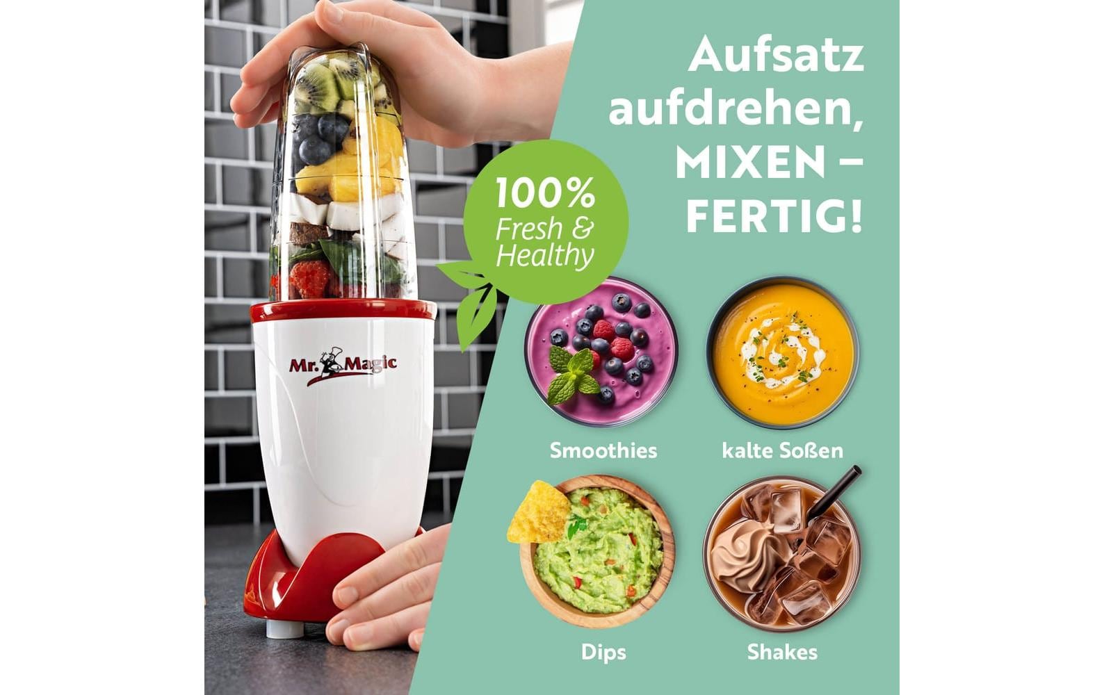 Mr. Magic Mixer Rot/WeissKompakter Smoothie Maker