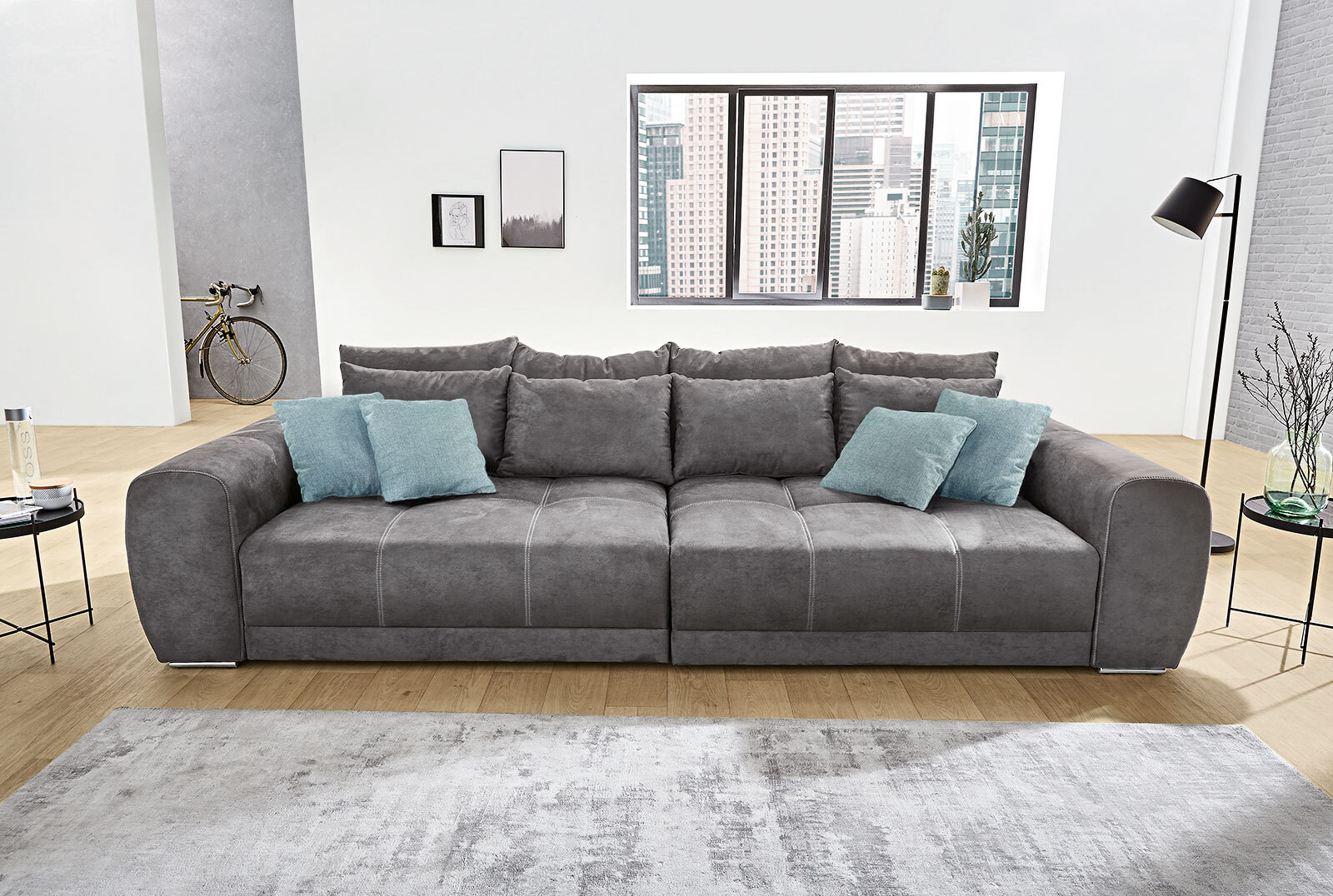PHILL HILL Bigsofa SOLEO 306 cm Stoffbezug dunkelgrau