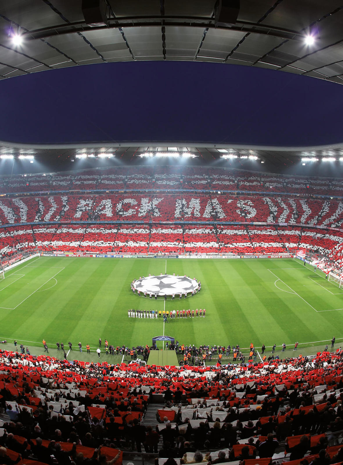 Fototapete DESIGNWALLS 2.0 - rot -weiß - FCB Stadion - 2,6 Meter