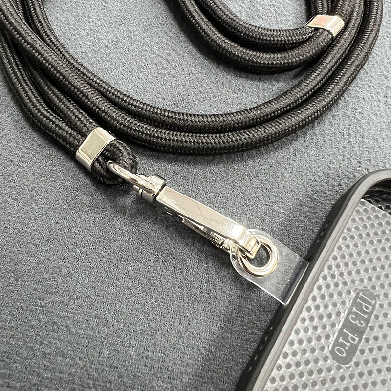 (150cm) Universal Necklace Handykette Umhängeband für Schutzhülle   1x Einlage - Schwarz