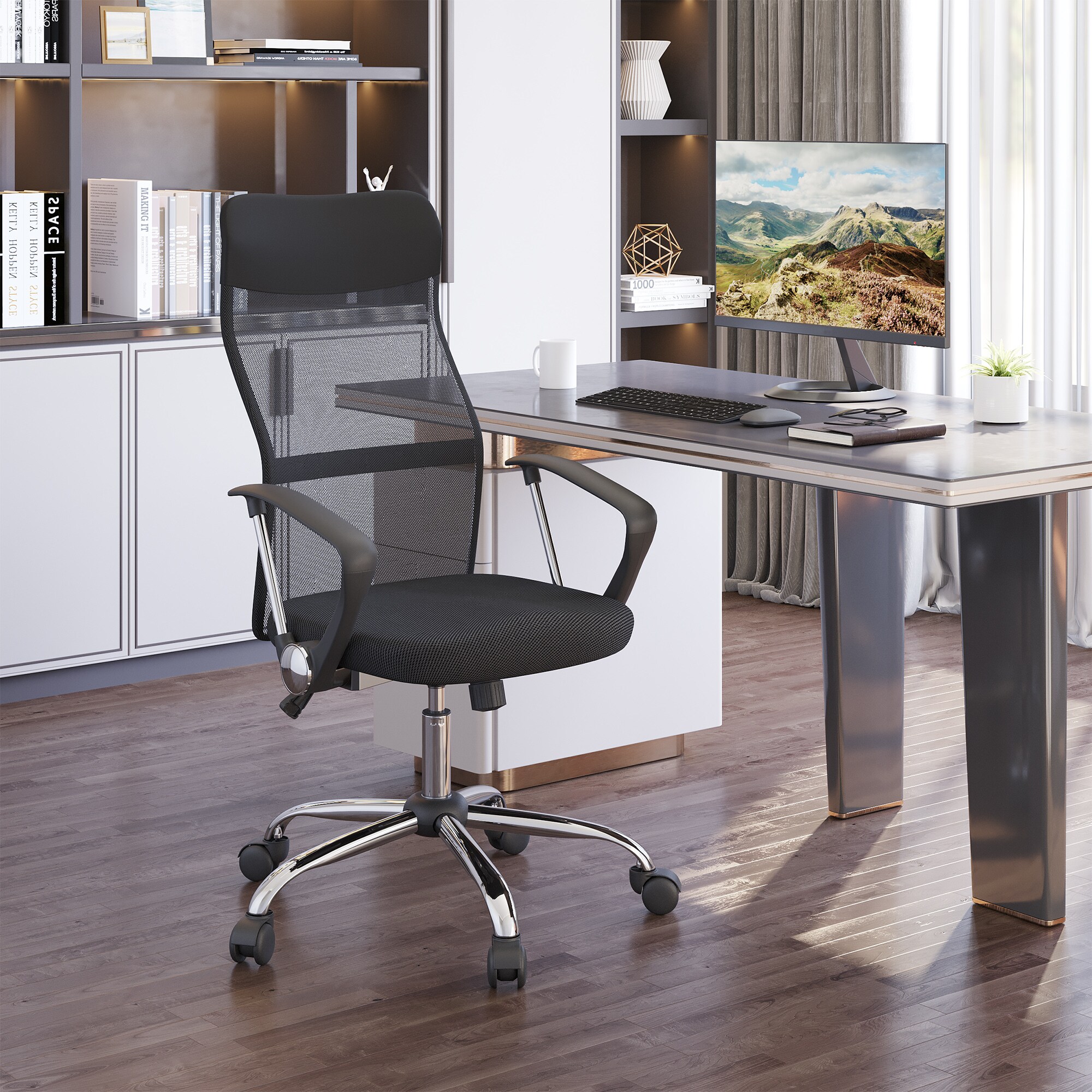 HOMCOM Bürostuhl ergonomisch schwarz 57 x 56 x 114-124 cm (BxTxH)