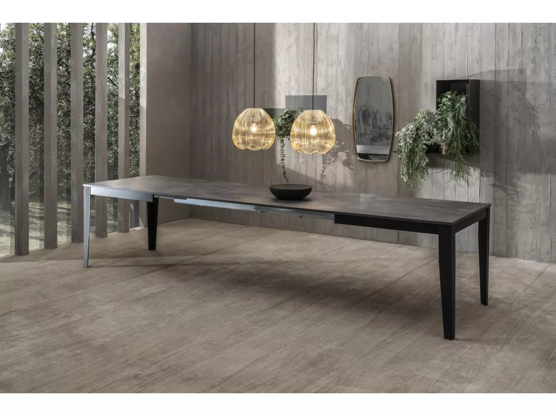 Big Table extensible (156/316 x 90 cm) en Mélamine Noir