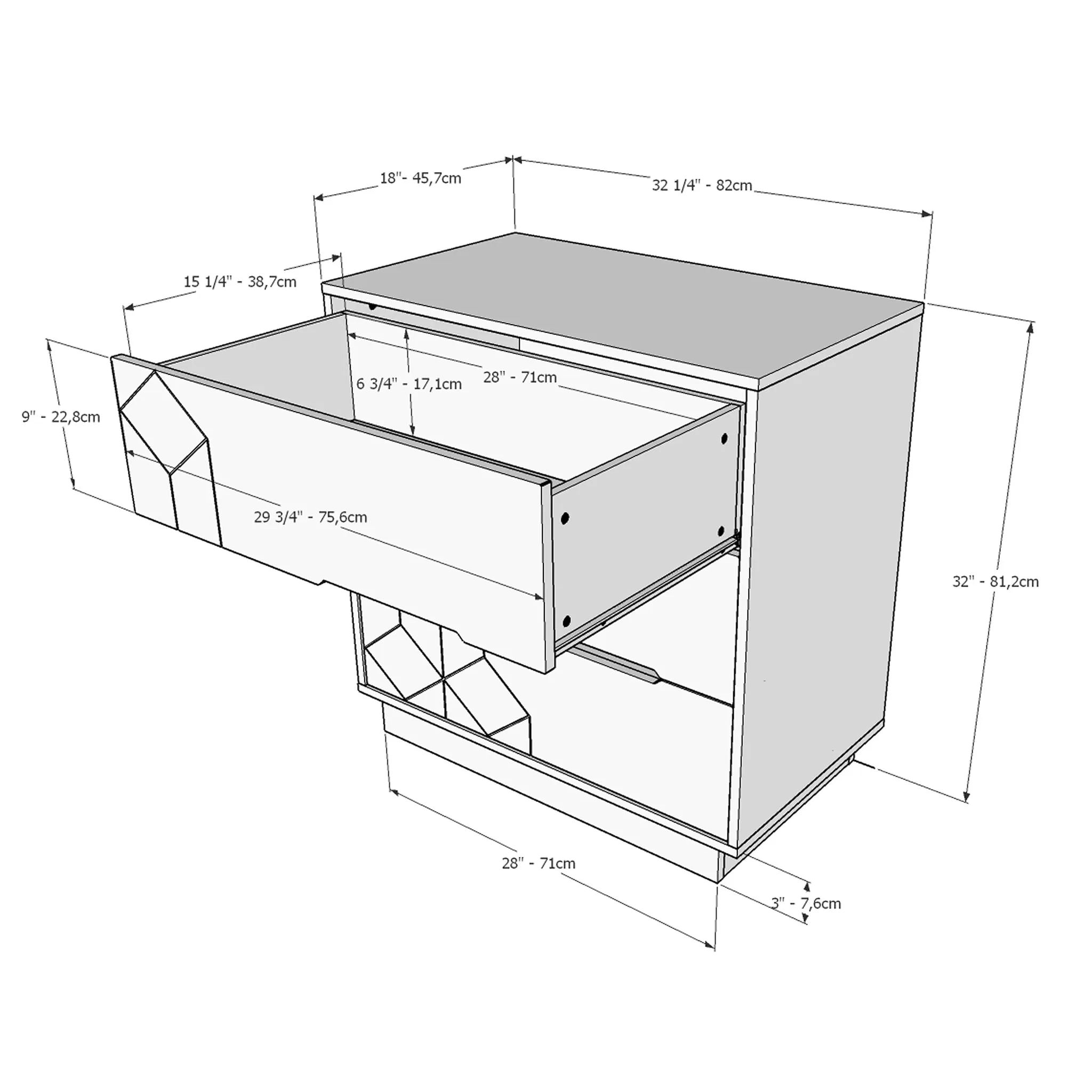 Nexera Bureau 3 Tiroirs - Gris Charbon