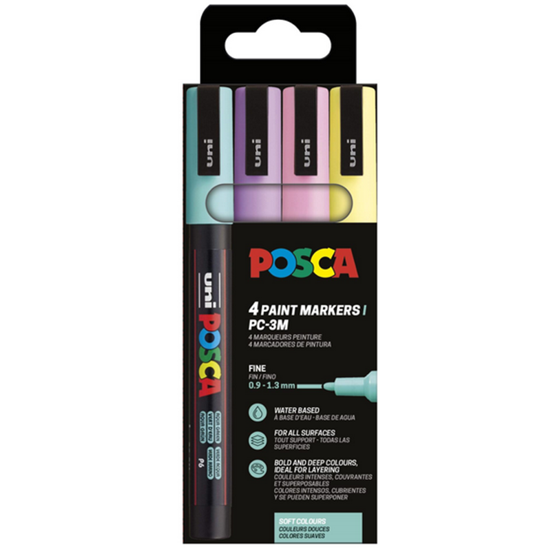 POSCA<br>Tusser POSCA PC-3M 4-sæt