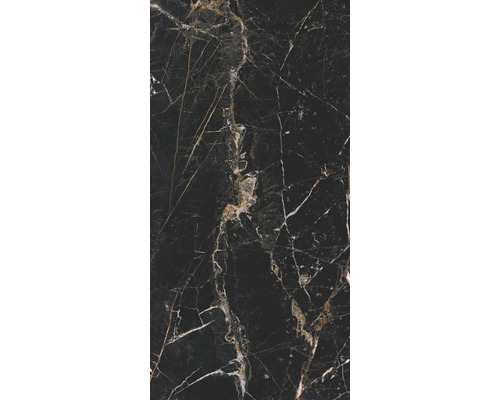 Porseleinen wand- en vloertegel Marquina 119,7 x 59,7 x 0,8 cm goud gepolijst gerectificeerd