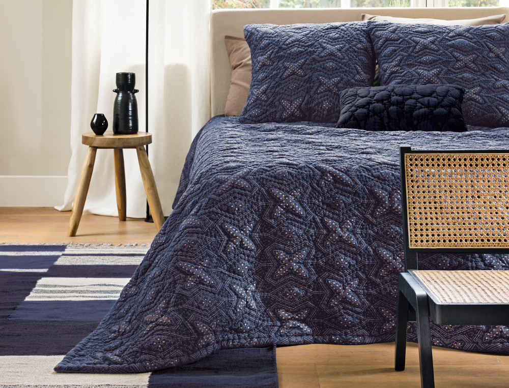 Couvre-lit-Bleu Indigo