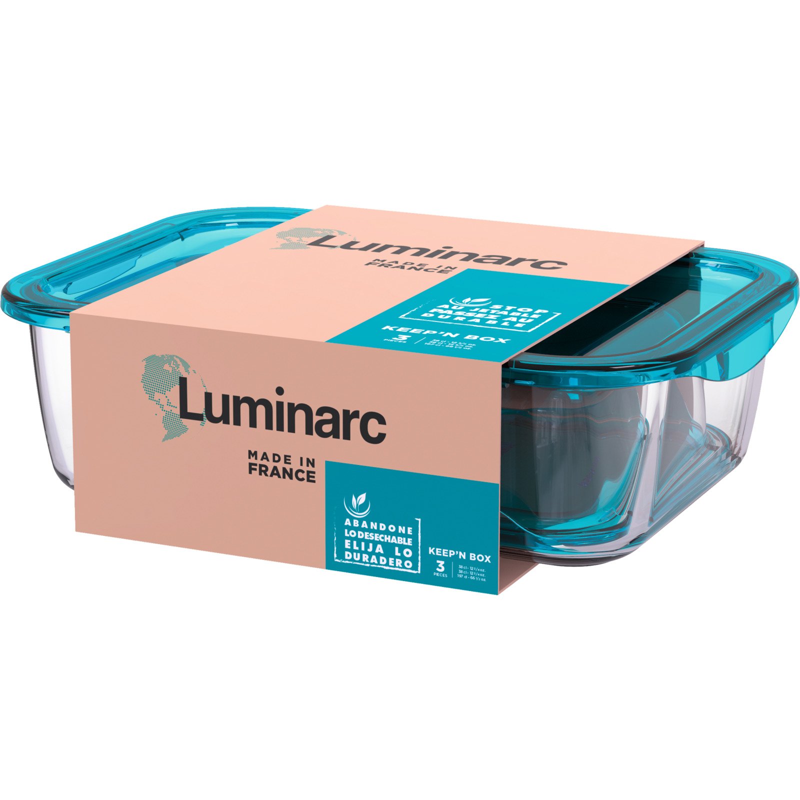 Luminarc Vorratsdosenset Keep hellblau, 3-teilig