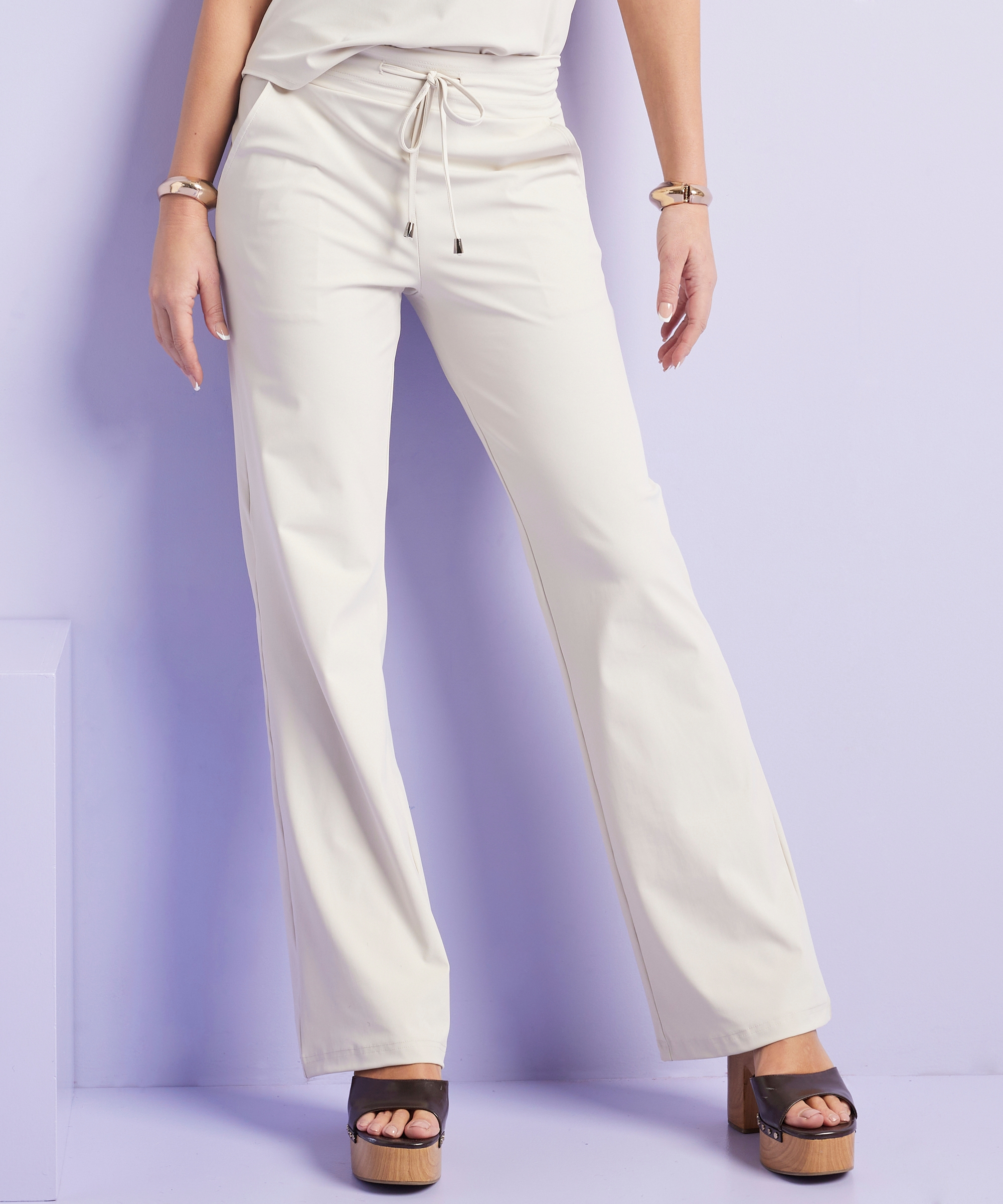 wide fit broek travelstof